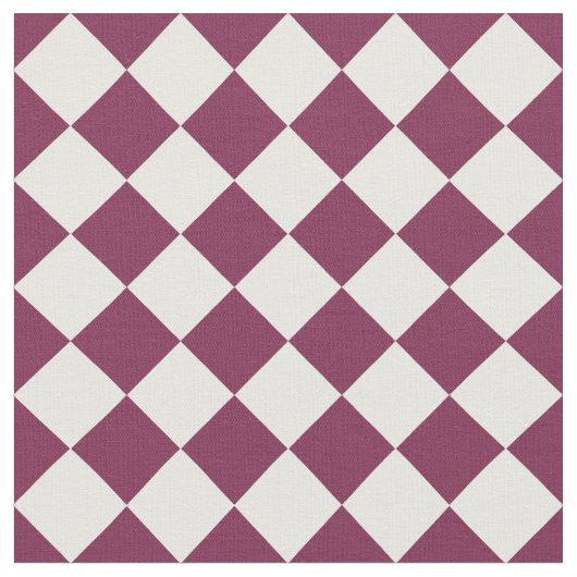 Burgundy White Checker Diamond Pattern Stof (Close Up)