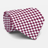 Burgundy White Checker Diamond Pattern Stropdas (Opgerold)