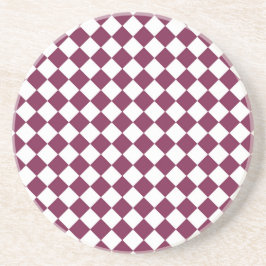 Burgundy White Checker Diamond Pattern Zandsteen Onderzetter