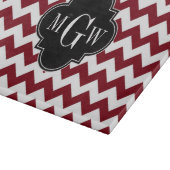 Burgundy White Chevron Black Quatrefoil 3 Monogram Snijplank (Hoek)