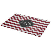 Burgundy White Chevron Black Quatrefoil 3 Monogram Snijplank (Hoek)