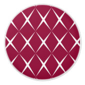 Burgundy White Diamond Pattern Keramische Knop (Voorkant)