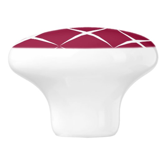Burgundy White Diamond Pattern Keramische Knop (Zijkant)