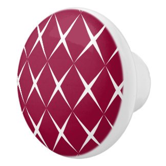 Burgundy White Diamond Pattern Keramische Knop