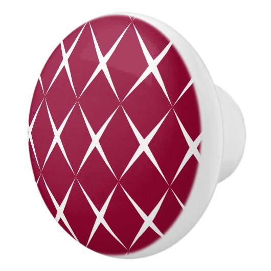 Burgundy White Diamond Pattern Keramische Knop (Rechts)