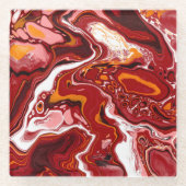 Burgundy White Digital Fluid Art Glazen Onderzetter (Voorkant)