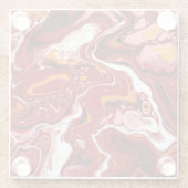 Burgundy White Digital Fluid Art Glazen Onderzetter (Achterkant)