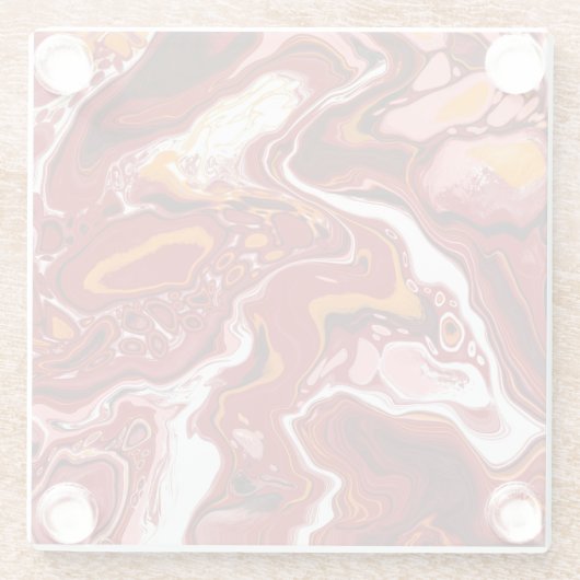 Burgundy White Digital Fluid Art Glazen Onderzetter (Achterkant)