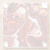 Burgundy White Digital Fluid Art Glazen Onderzetter (Achterkant)