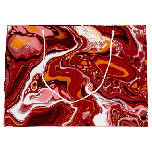 Burgundy White Digital Fluid Art Groot Cadeauzakje (Voorkant)