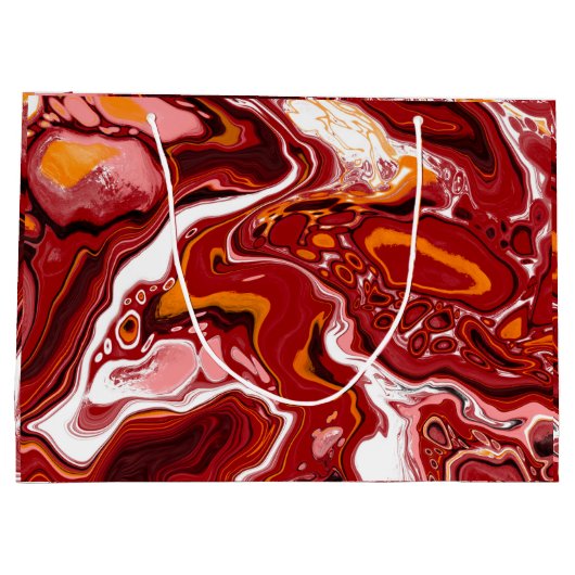 Burgundy White Digital Fluid Art Groot Cadeauzakje (Achterkant)