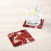 Burgundy White Digital Fluid Art Kartonnen Onderzetters (Insitu)