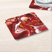 Burgundy White Digital Fluid Art Kartonnen Onderzetters (Schuin)