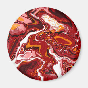 Burgundy White Digital Fluid Art Magneet