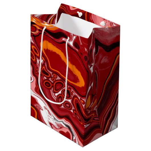 Burgundy White Digital Fluid Art Medium Cadeauzakje (Voorkant Gekanteld)