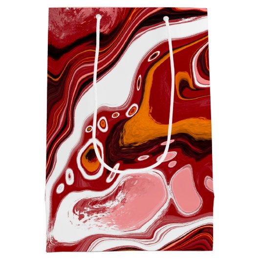 Burgundy White Digital Fluid Art Medium Cadeauzakje (Achterkant)