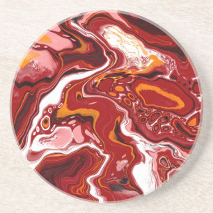 Burgundy White Digital Fluid Art Zandsteen Onderzetter