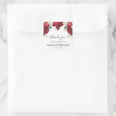Burgundy & White Elegant Wedding Dank je Vierkante Sticker (Tas)