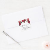 Burgundy & White Elegant Wedding Dank je Vierkante Sticker (Envelop)