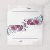 Burgundy White en Blue Rozen Wedding Plaatskaartje (Buitenkant ongevouwen)