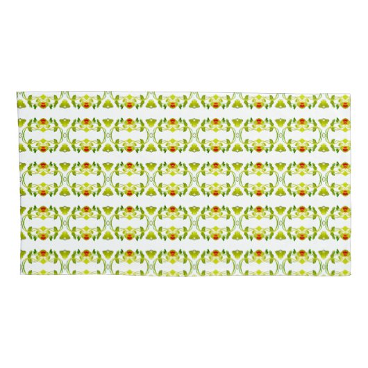 Burgundy White en Lime Green Kussensloop (Achterkant-Rechts)