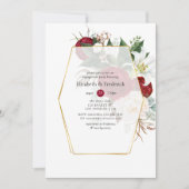 Burgundy & White Floral Geometric Engagement Party Kaart (Voorkant)