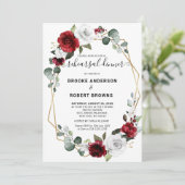 Burgundy White Floral Geometric Rehearsal Dinner Kaart (Staand voorkant)