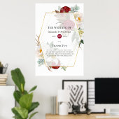Burgundy & White Floral Geometric Weduwschap Welko Poster (Thuiskantoor)