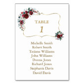 Burgundy White Floral Gold Baptism Seating Chart Kaart (Voorkant)