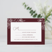 Burgundy White Floral Line Art RSVP (Staand voorkant)