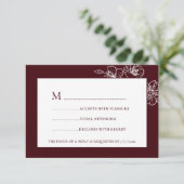 Burgundy White Floral Line Art RSVP (Staand voorkant)