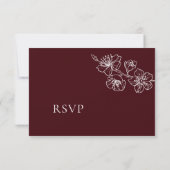 Burgundy White Floral Line Art RSVP (Achterkant)