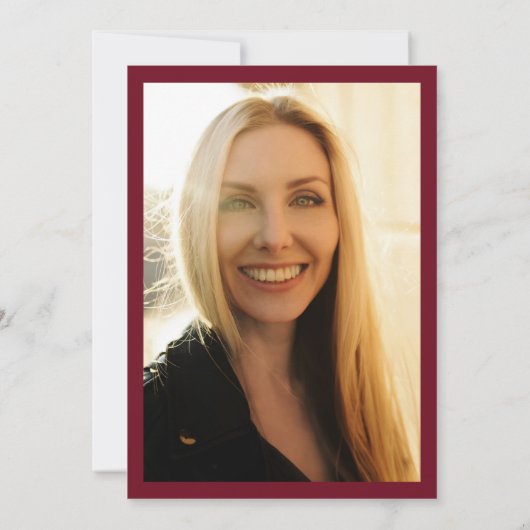 Burgundy White Floral Photo Graduation Party Kaart (Achterkant)