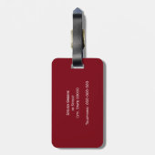 Burgundy White Framed Initiaal Monogram Bagagelabel (Achterkant verticaal)