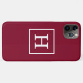 Burgundy White Framed Initiaal Monogram Case-Mate iPhone Case (Achterkant (horizontaal))