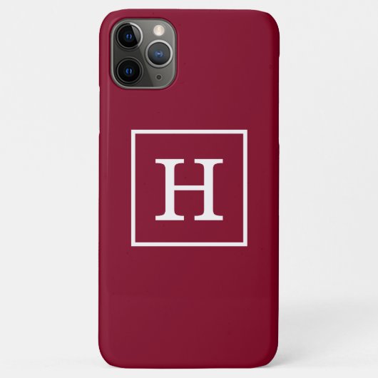Burgundy White Framed Initiaal Monogram Case-Mate iPhone Case (Achterkant)