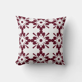 Burgundy & White Geometric Floral Pattern Kussen