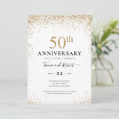 Burgundy White Gold 50th Wedding Anniversary  Kaart (Staand voorkant)