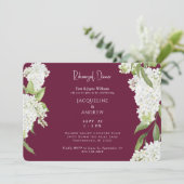 Burgundy White Hydrangeas Rehearsal Dinner Kaart (Staand voorkant)
