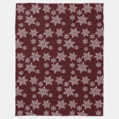 Burgundy White Kerstmis Snowflakes Fleece Deken (Voorkant)