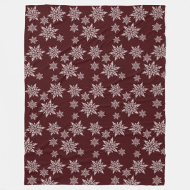 Burgundy White Kerstmis Snowflakes Fleece Deken
