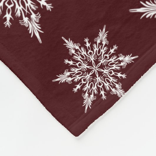 Burgundy White Kerstmis Snowflakes Fleece Deken (Hoek)