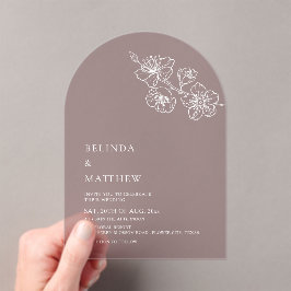 Burgundy White Line Art Minimalist Wedding Acryl Uitnodigingen