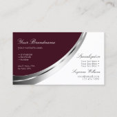 Burgundy White met Decoratieve faux Silver Decor Visitekaartje (Achterkant)