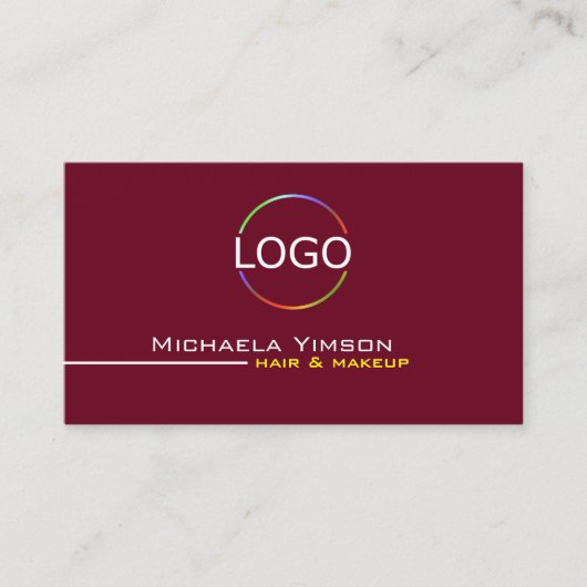 Burgundy White met Logo en Photo Professional Visitekaartje (Voorkant)