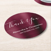 Burgundy & White Modern Weddenschap Bedankt Ronde Kartonnen Onderzetter (Gebogen)