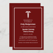 Burgundy White Nursing School Graduparty Kaart (Voorkant / Achterkant)
