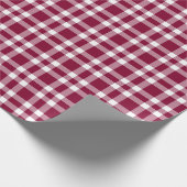 Burgundy White Plaid Pattern Cadeaupapier (Hoek)