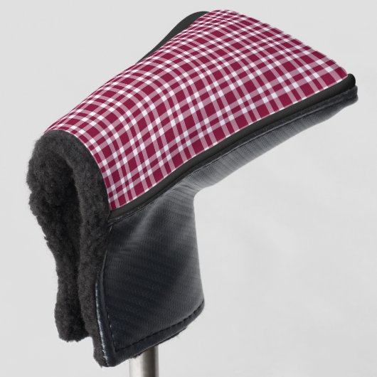 Burgundy White Plaid Pattern Golfheadcover (3/4 voorkant)