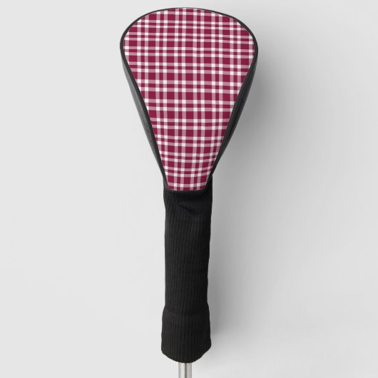 Burgundy White Plaid Pattern Golfheadcover (Voorkant)